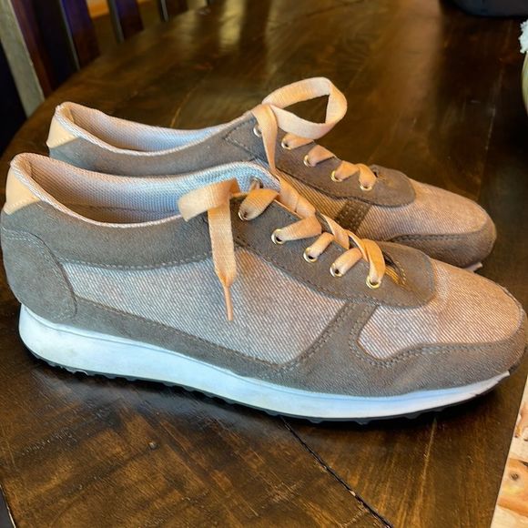 Almendra Grey Tweed Sneaker Peach Laces EU Size 39 US Size 8.5 - Picture 3 of 16